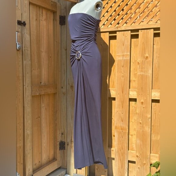 🆕 SIMKHAI 🧿 NWOT Emma Draped Jersey Bustier Midi Dress, Midnight Blue Sz US 8 - Picture 5 of 16